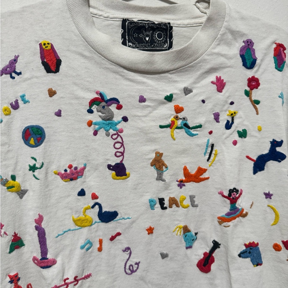 Vintage America White Embroidered Tee